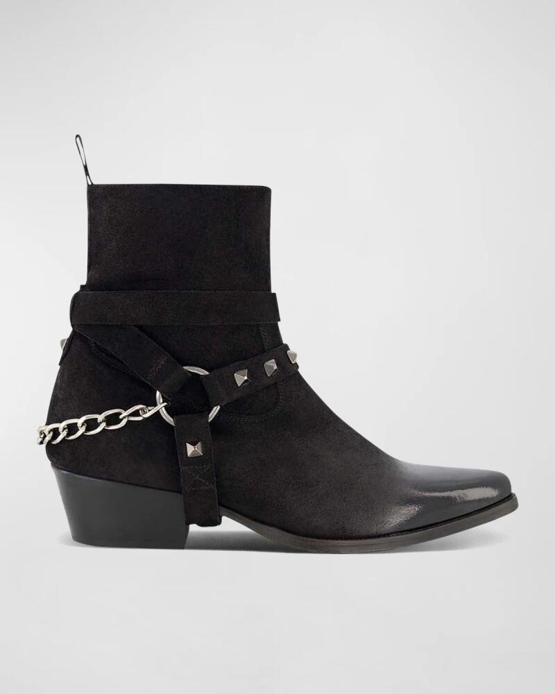 Karl Lagerfeld Paris Men's Suede Harness Chain Boots Cover