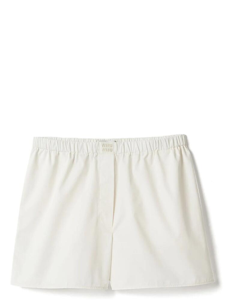 Miu Miu logo-embroidered cotton shorts - White Cover