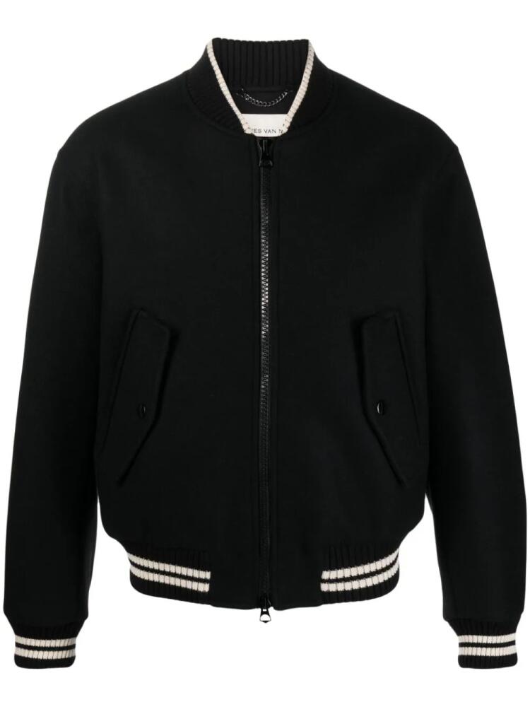 DRIES VAN NOTEN back-zip wool bomber jacket - Black Cover