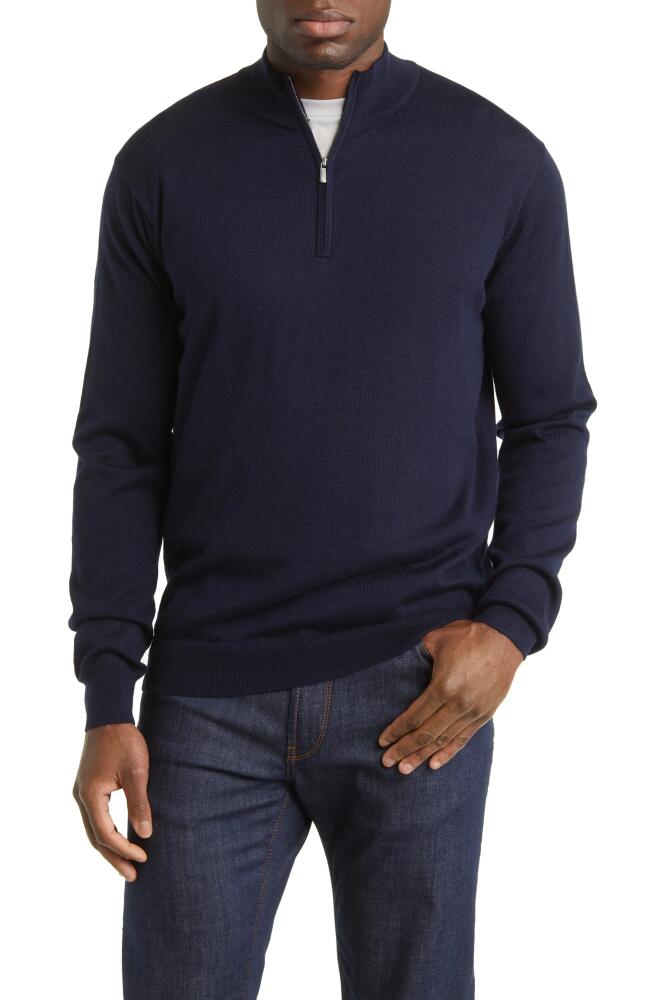 Peter Millar Crown Soft Quarter Zip Merino Wool Blend Pullover in Navy Cover