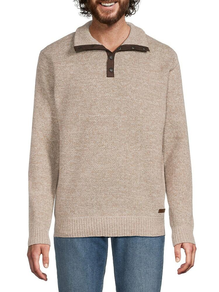 BUFFALO David Bitton Men's Weebury Contrast Elbow Patch Sweater - Beige Cover