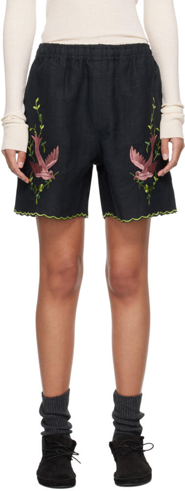 Bode Black Rosefinch Shorts Cover