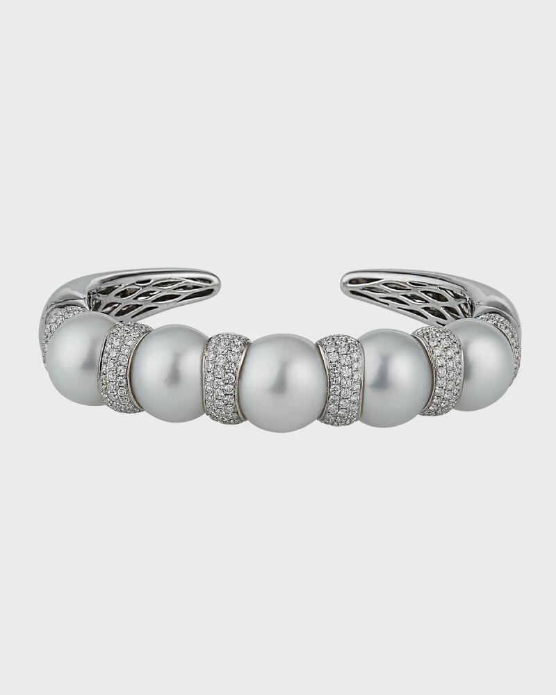 Belpearl 18K White Gold South Sea Pearl Diamond Bracelet Cover