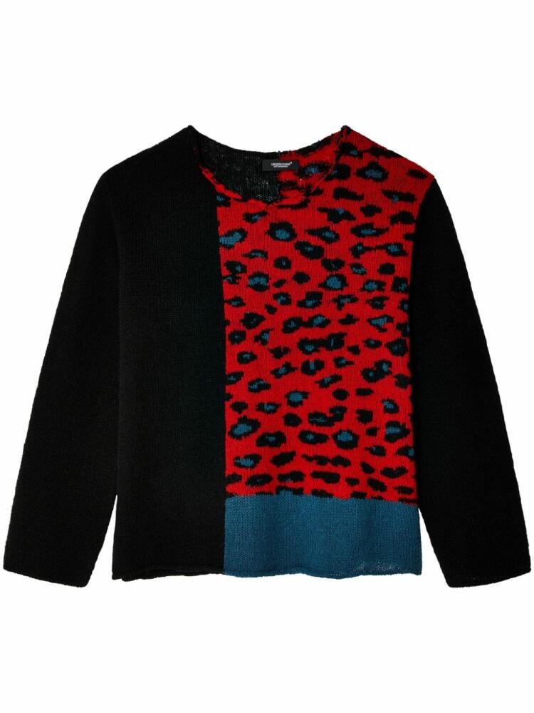 Undercover leopard-intarsia wool jumper - Black Cover