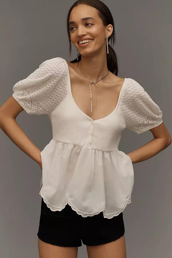 Maeve Open-Back Babydoll Sweater Top Cover