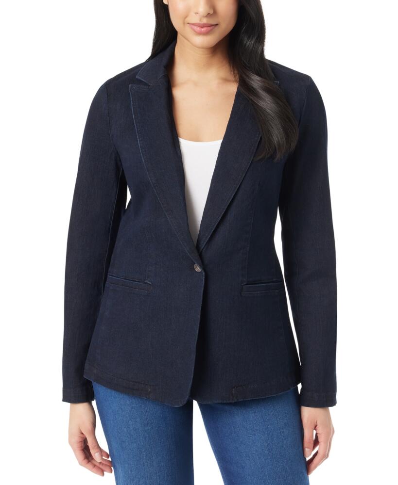 Gloria Vanderbilt Women's Denim One-Button Blazer - Rinse Royal Dark Wash Cover