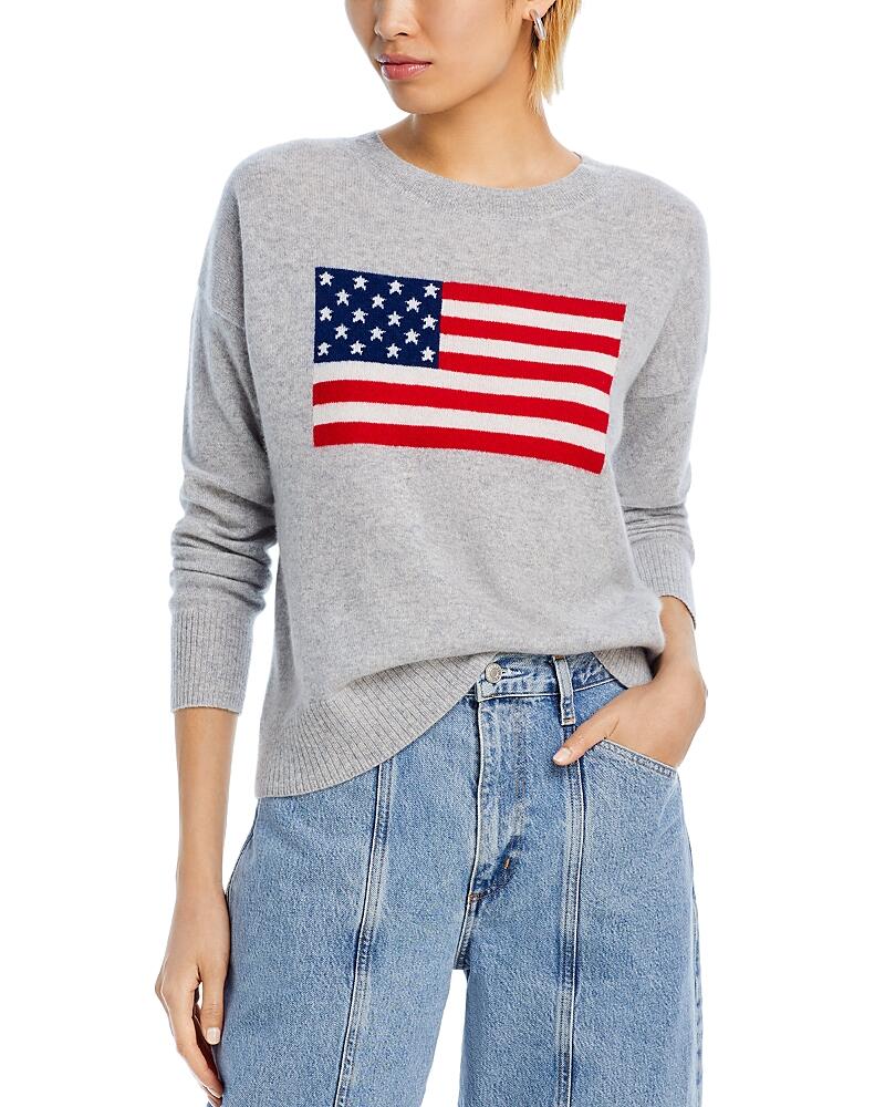 Aqua Cashmere American Flag Crewneck Sweater - Exclusive Cover