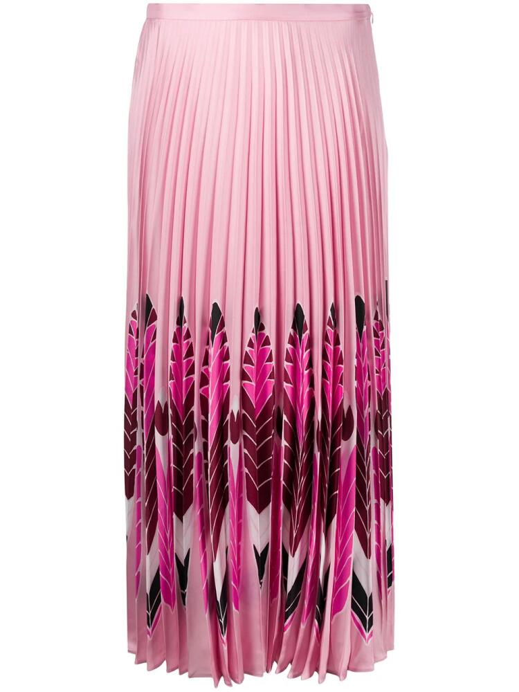 Valentino Garavani feather print pleated midi skirt - Pink Cover