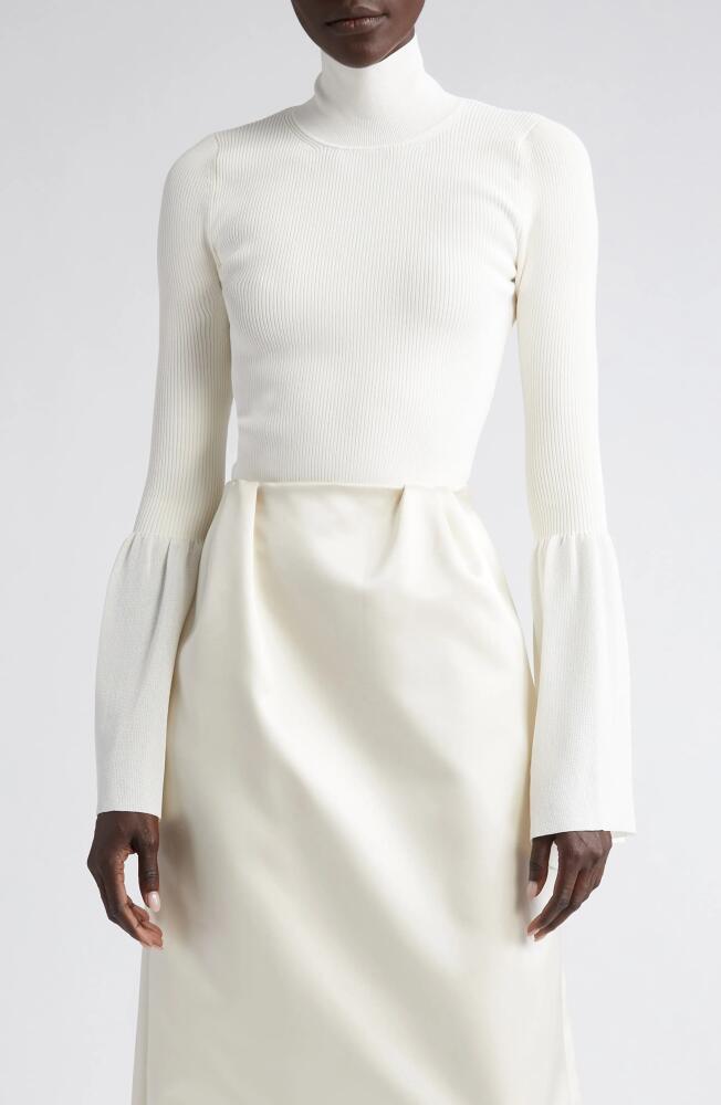 Altuzarra Dana Bell Sleeve Rib Turtleneck Sweater in Natural White Cover