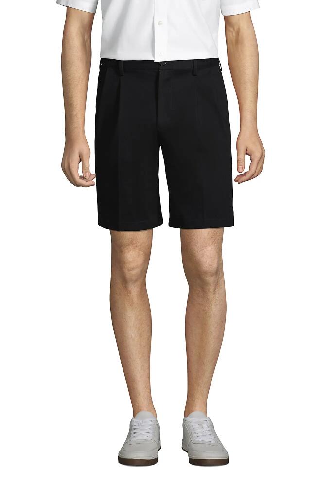 Lands' End Comfort Waist Pleated 9" No Iron Chino Shorts in Black Cover