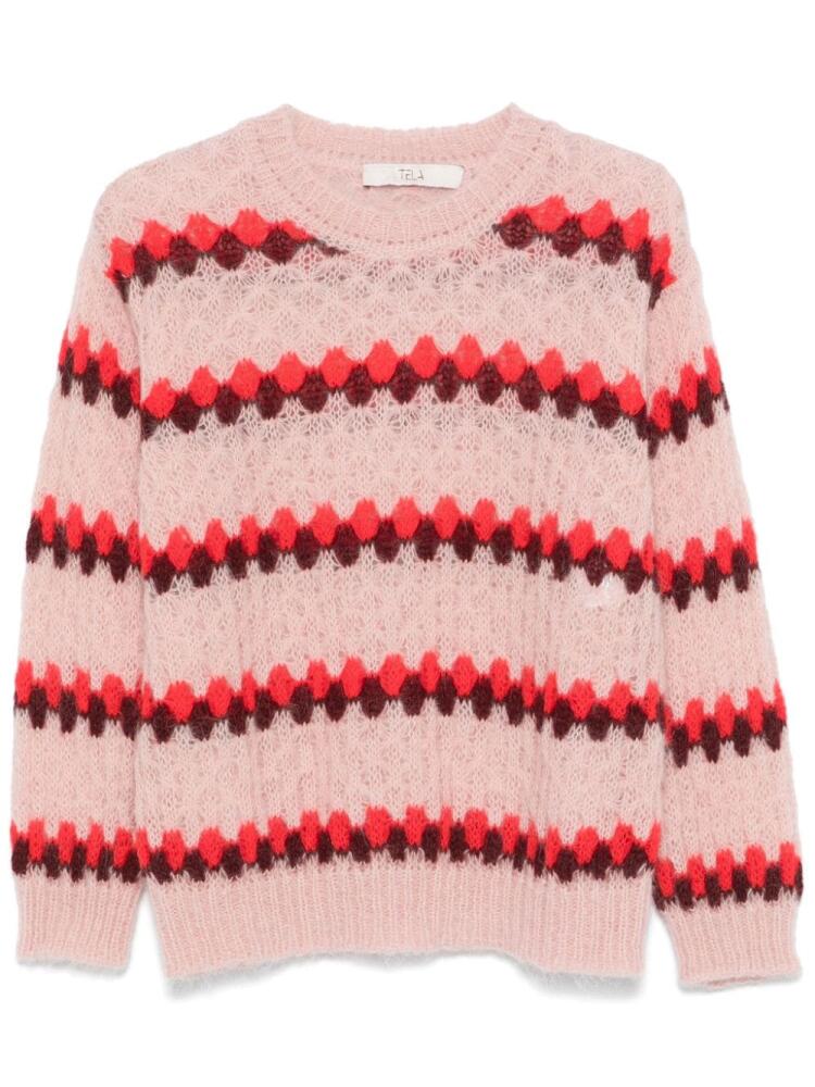 Tela pattern-jacquard sweater - Pink Cover