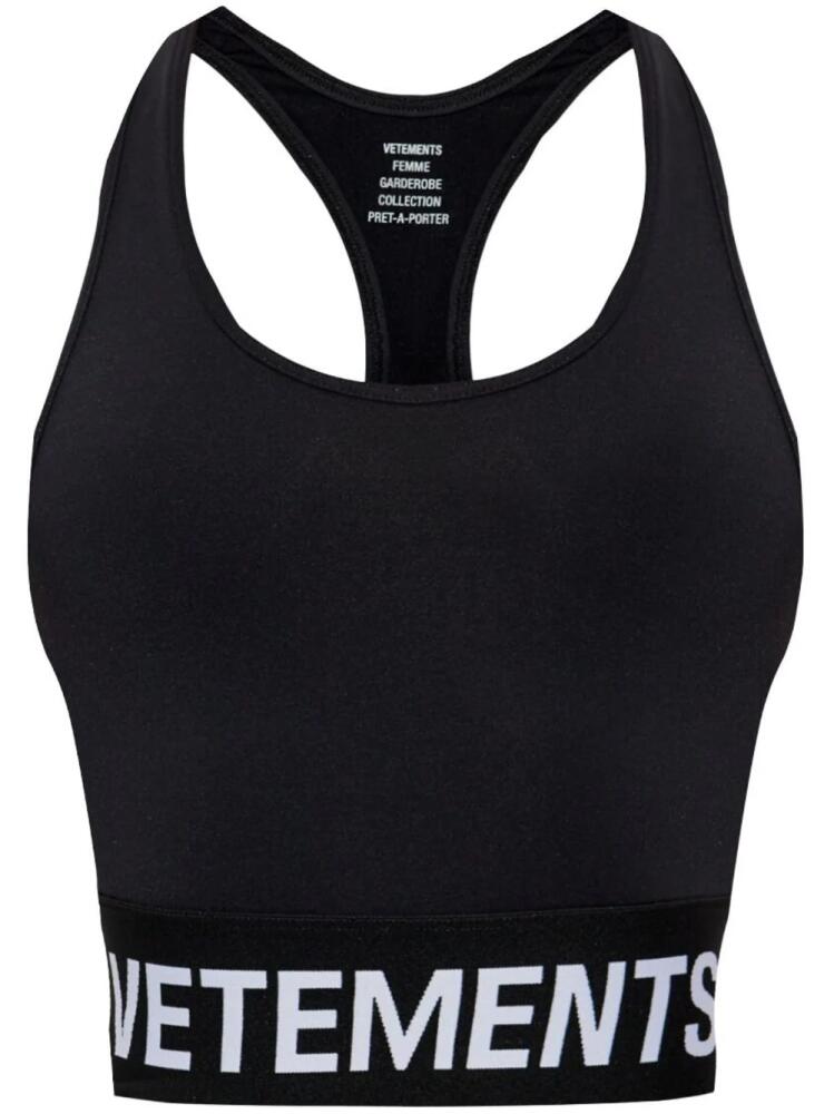 VETEMENTS logo-underband cotton tank top - Black Cover