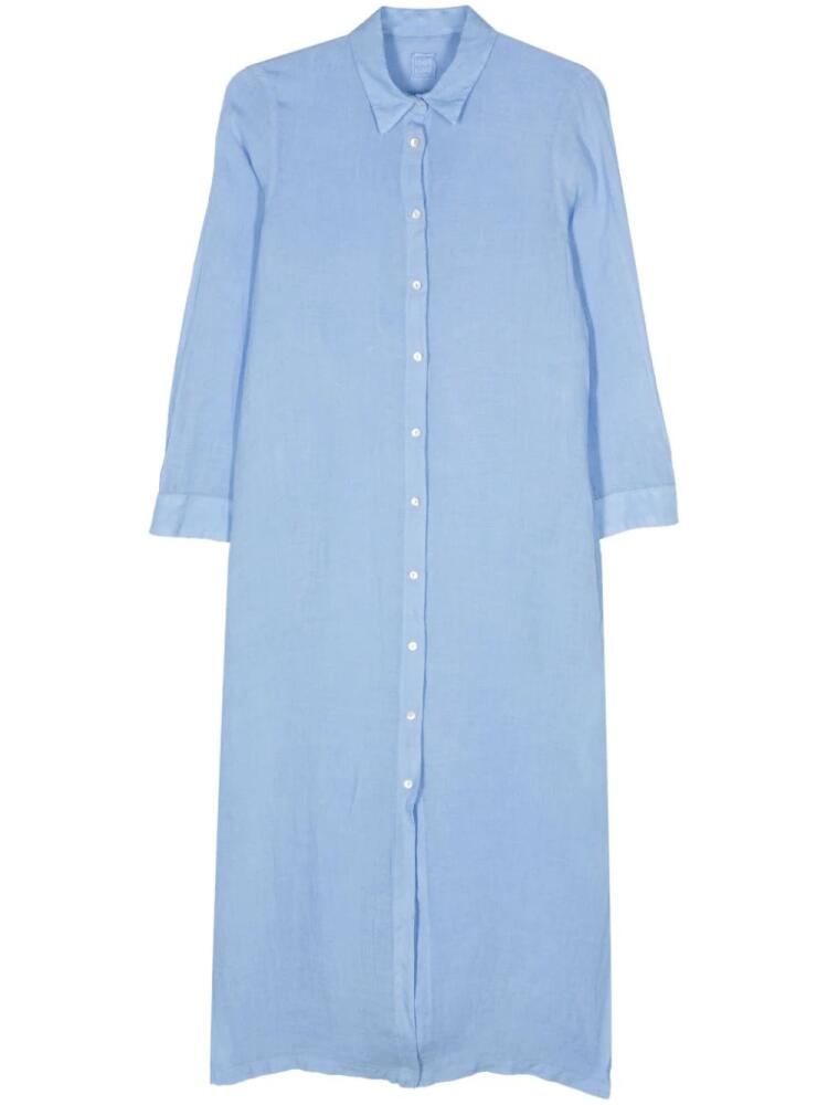 120% Lino linen shirt midi dress - Blue Cover