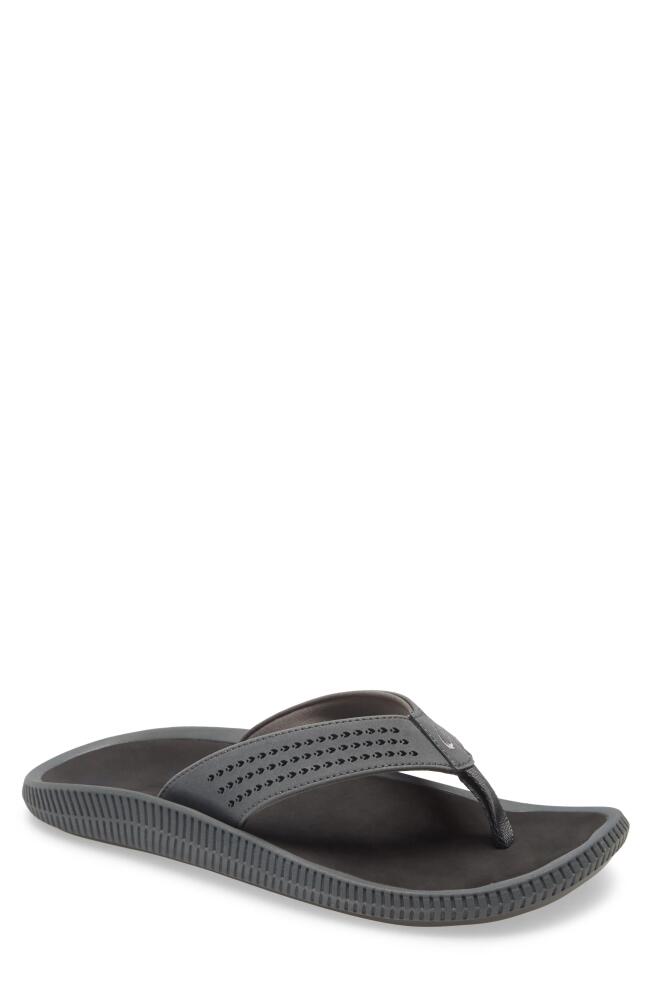 OluKai Ulele Flip Flop in Dark Shadow/Black Cover