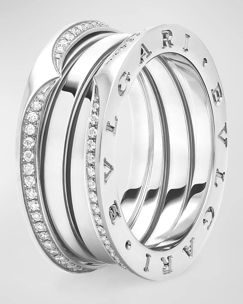 BVLGARI 18K White Gold B. Zero1 3 Band Pave Edge Ring Cover