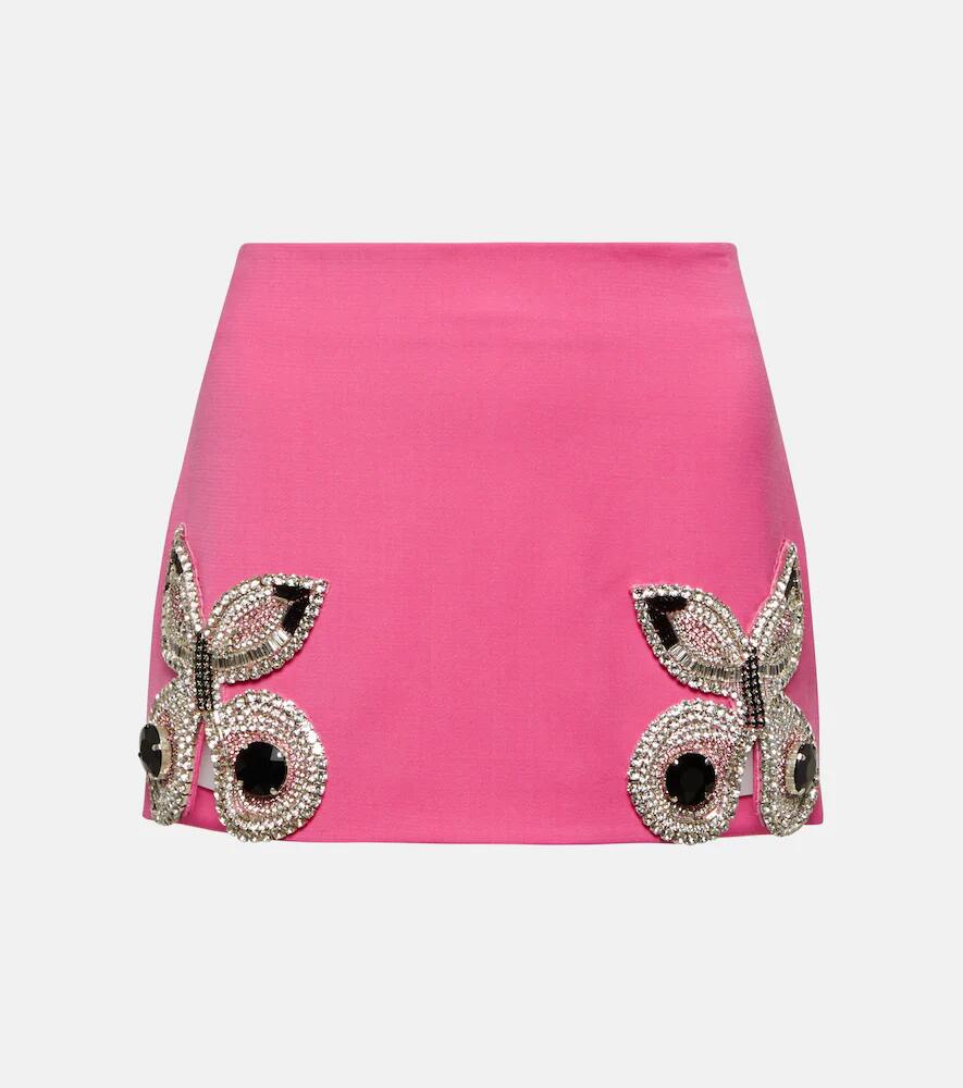 Area Crystal-embellished wool miniskirt Cover