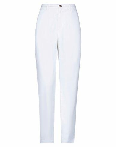 Avantgar Denim By European Culture Woman Pants White Cotton, Polyester, Rubber Cover