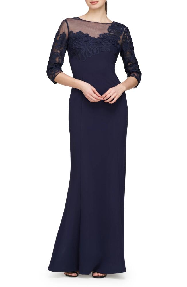 JS Collections Leilani Soutache Lace Detail Mermaid Gown in Deep Navy Cover