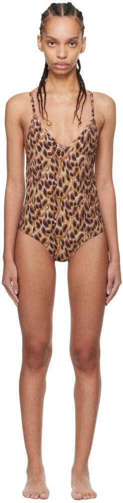 Isabel Marant Etoile Brown & Purple Swan Swimsuit Cover