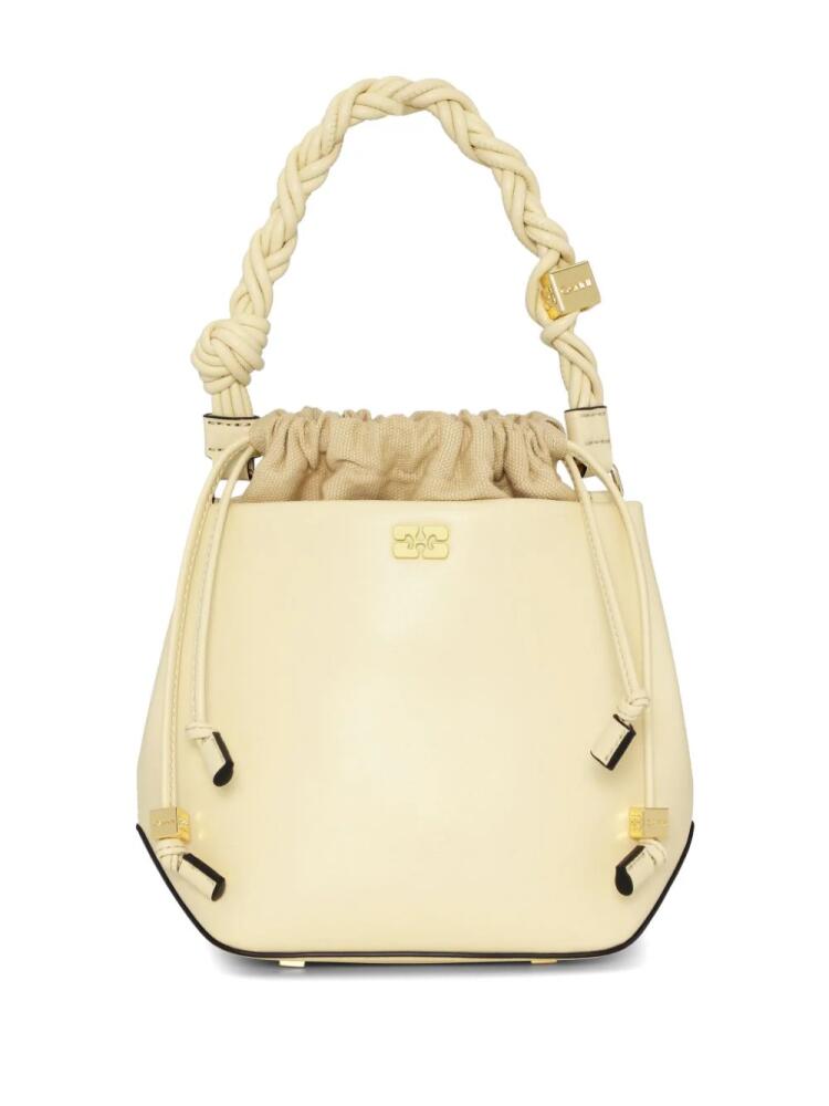 GANNI braided-handle leather bucket bag - Neutrals Cover