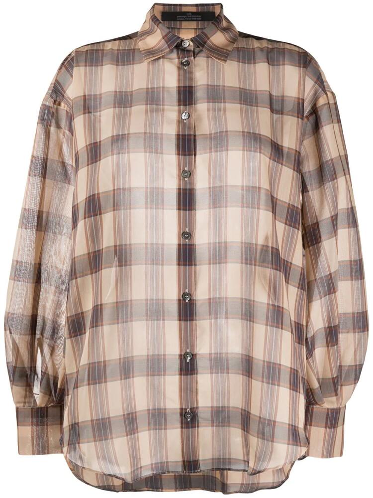 Rokh check-print oversized shirt - Neutrals Cover