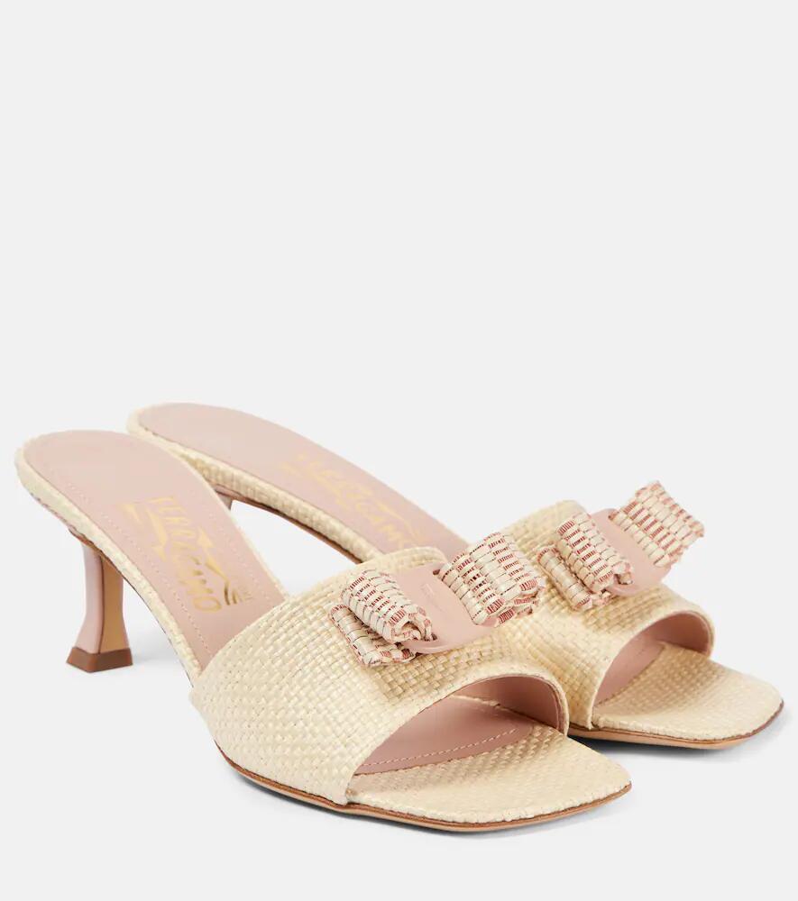 Ferragamo Isaura 55 raffia-effect mules Cover