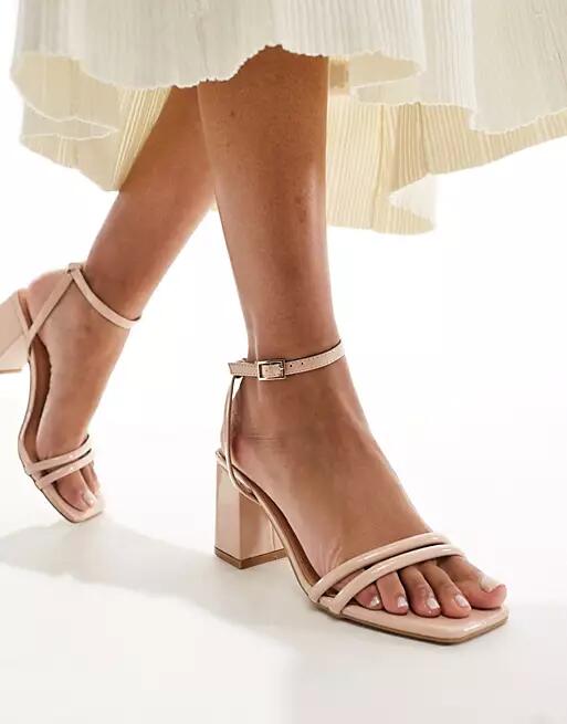 Truffle Collection block heel sandals in beige-Neutral Cover