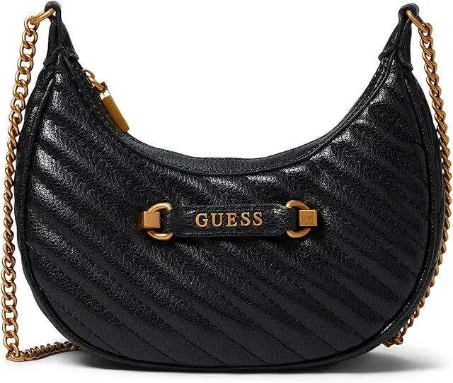 GUESS Sela Mini Crossbody Hobo (Black) Cross Body Handbags Cover