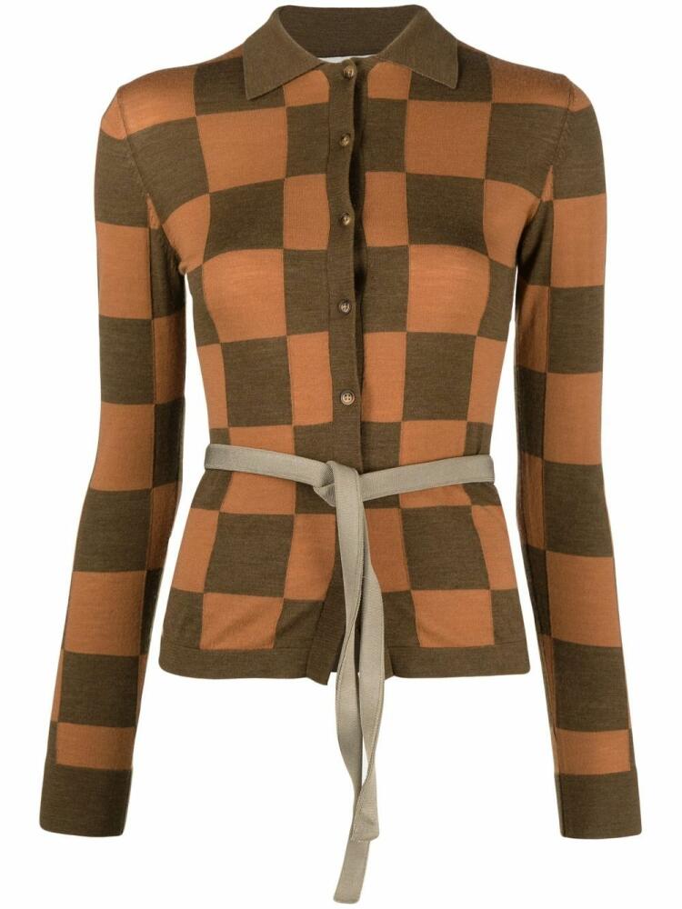 Nanushka checkerboard button-up cardigan - Brown Cover