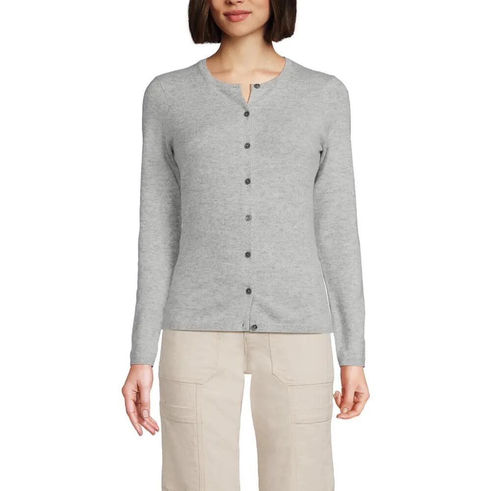 Lands' End Cashmere Cardigan Sweater in Light Gray Heather Cover