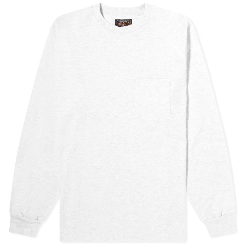 Beams Plus Men's Long Sleeve Pocket T-Shirt in Ash Cover