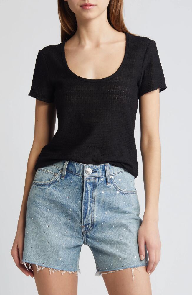 rag & bone Julia Textured Scoop Neck T-Shirt in Black Cover