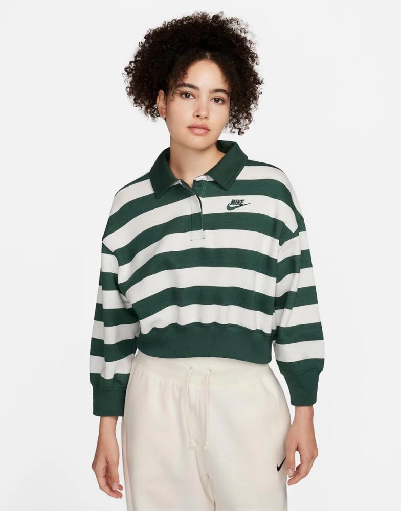 Nike Phoenix cropped striped polo top in green Cover