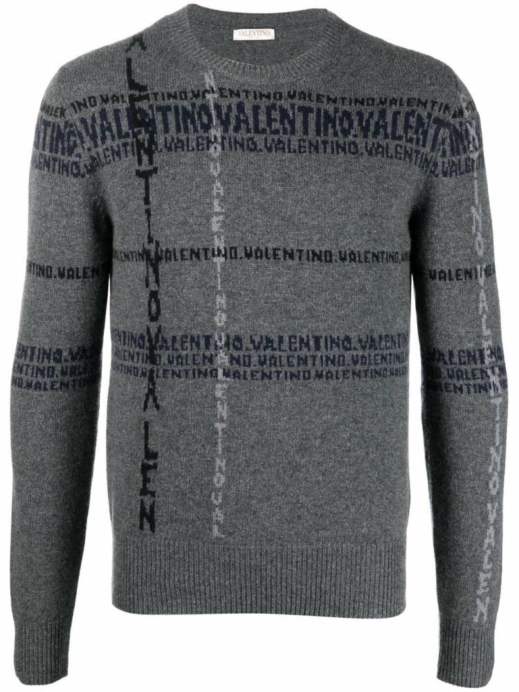 Valentino Garavani intarsia-knit logo cashmere jumper - Grey Cover