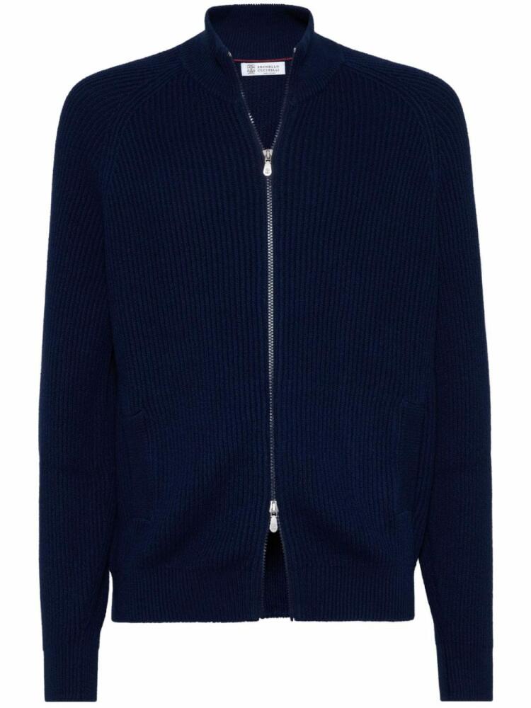 Brunello Cucinelli zip-up cotton cardigan - Blue Cover