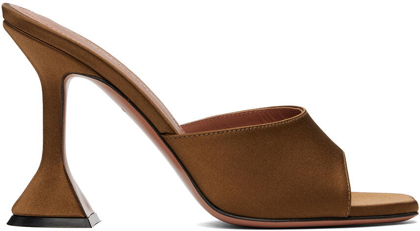 Amina Muaddi Brown Lupita Slipper Heeled Sandals Cover