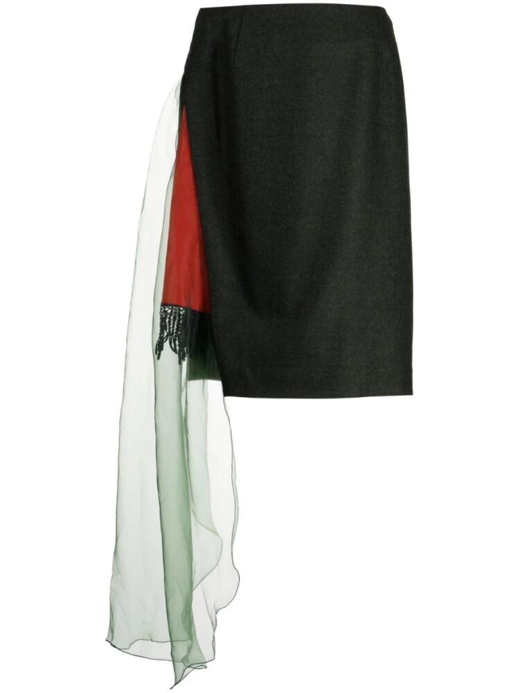 Kolor draped-panel wool pencil skirt - Green Cover