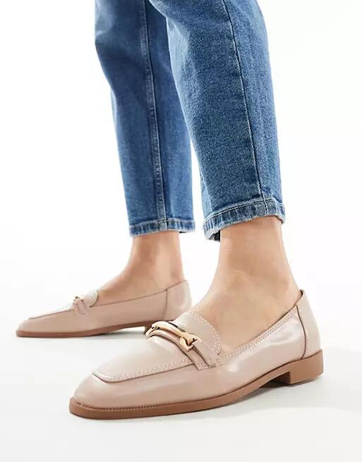 ASOS DESIGN Verity loafer flat shoes with trim in blush-Pink Cover