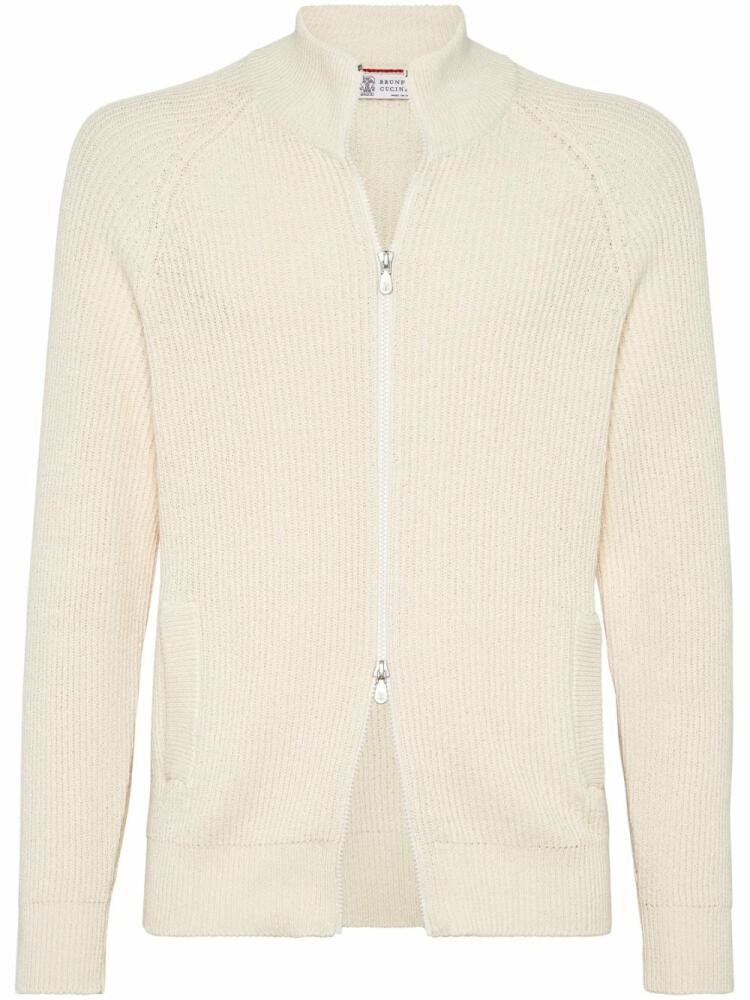 Brunello Cucinelli zip-up cotton cardigan - Neutrals Cover