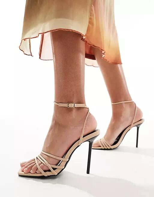 Truffle Collection high heel barely there sandals in taupe-Neutral Cover