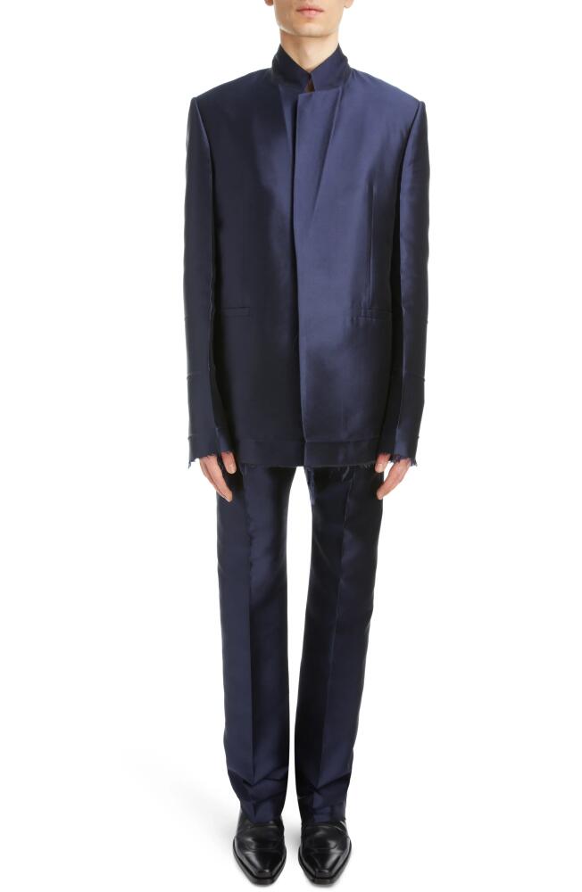 Givenchy Slim Fit Raw Edge Silk Blazer in Dark Blue Cover