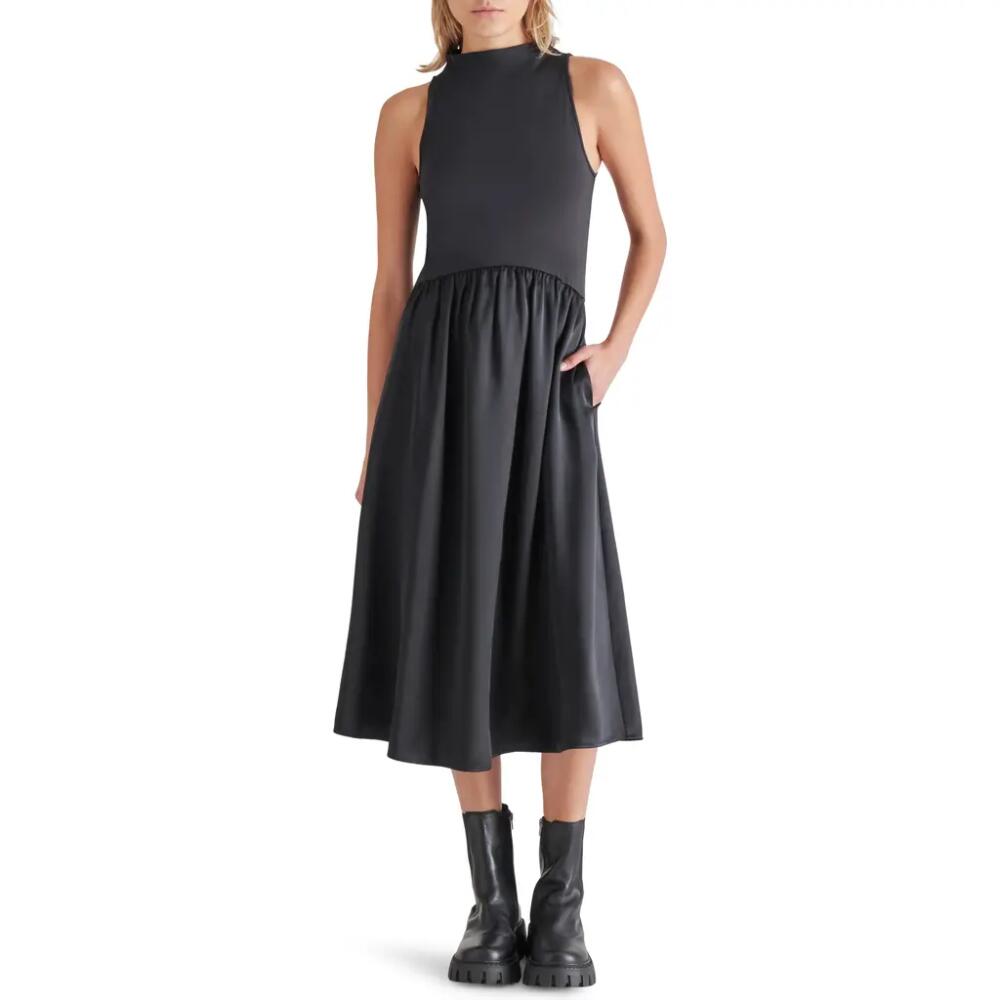 Steve Madden Aradia Mixed Media Midi Dress in Black Cover