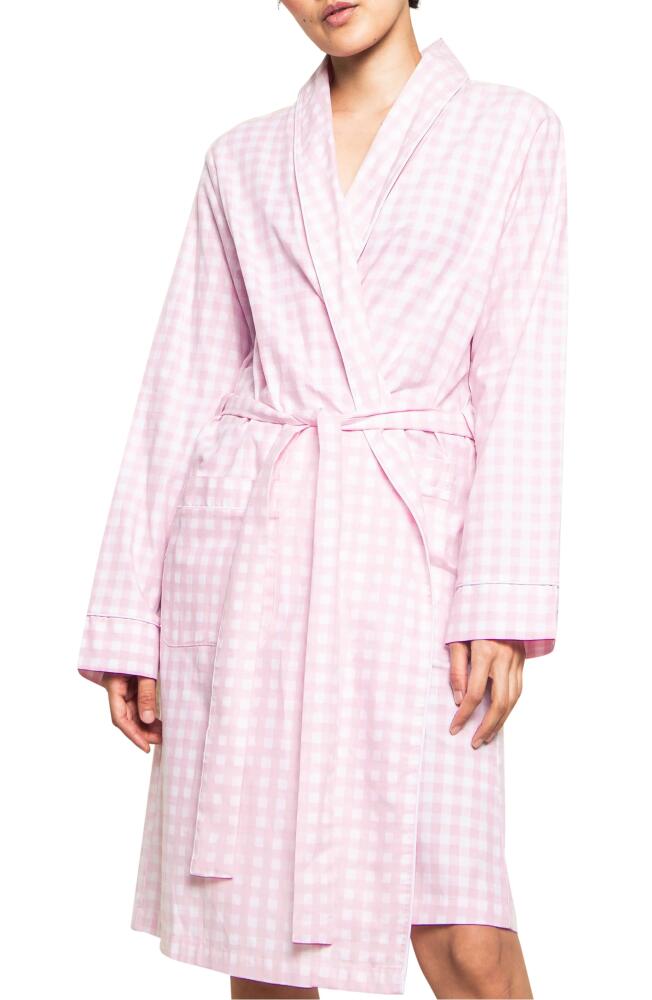 Petite Plume Women's Gingham Cotton Robe in Pink Cover