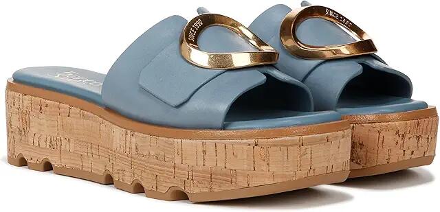 Franco Sarto Hoda Cork Platform Slide Sandals (Denim Blue Leather) Women's Sandals Cover