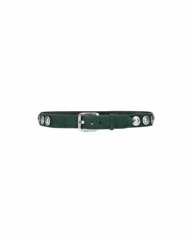 Dsquared2 Woman Belt Dark green Soft Leather Cover