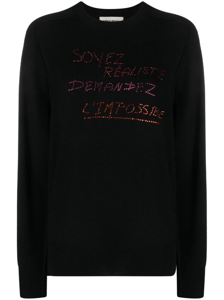 Sonia Rykiel slogan-embellished wool jumper - Black Cover