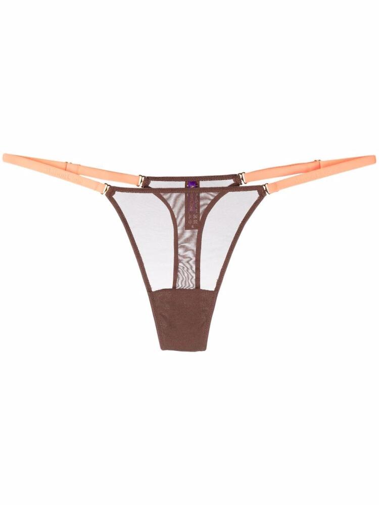 Maison Close mesh mini thong - Brown Cover