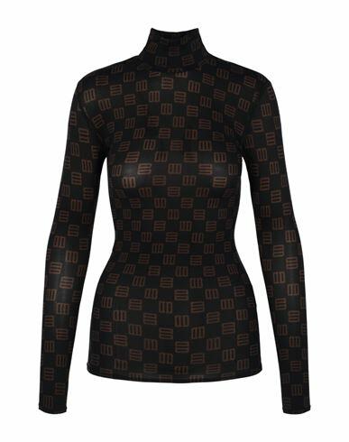 Ambush Monogram Fitted Turtleneck Top Woman T-shirt Black Polyamide, Elastane Cover