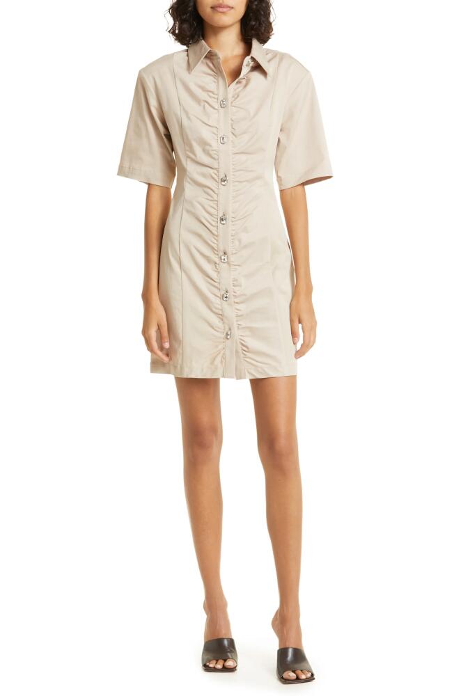 GESTUZ Celene Ruched Sheath Shirtdress in String Cover