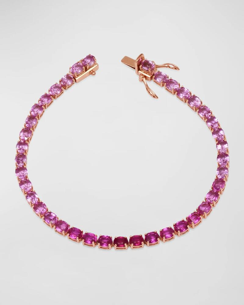 Graziela Gems 18k Rose Gold Ombre Pink Sapphire Tennis Bracelet Cover